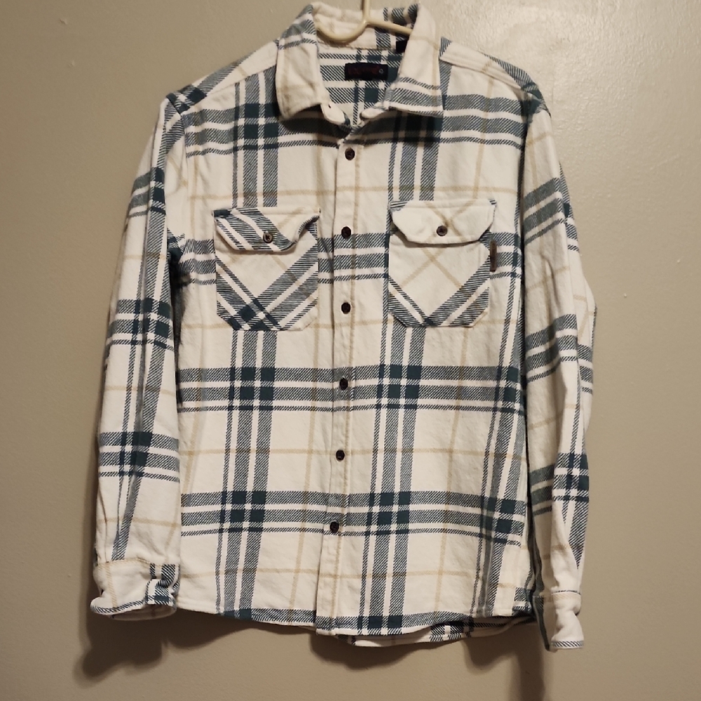 Mens Wolverine Cream and Green Plaid Shirt Jacket